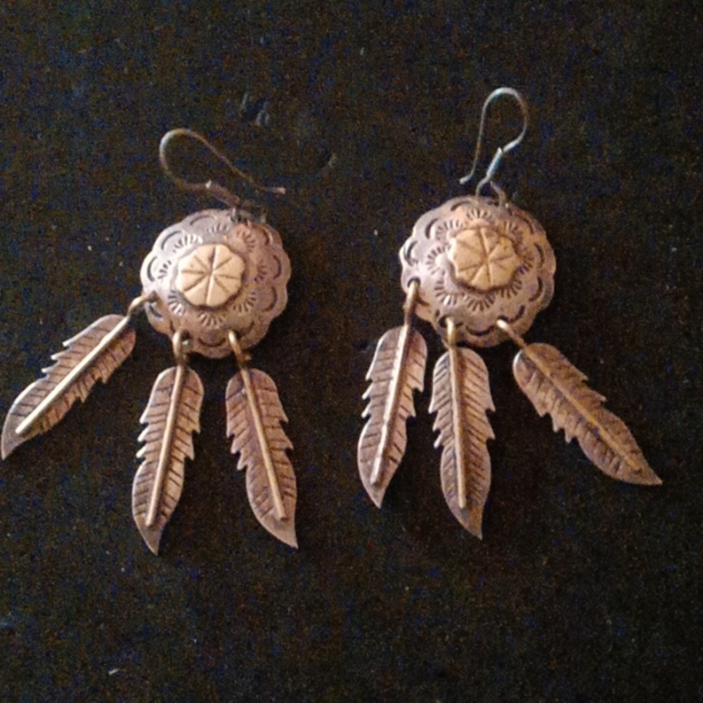 Vintage 925 Silver Signed TH  116 Mexico 925 Heavy and unpolished Earrings.